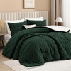 image:imageAndency Fluffy Comforter Set Queen Size Black Sherpa Fleece Super Soft Warm Bedding for Winter Luxury Boho Jacquard Thick Fuzzy Plush Bed Set 3 Pieces1 Shaggy Comforter 2 PillowcasesDark Green