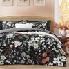 image:imageAndency Queen Size 7 Piece Reversible Bed in a Bag  Botanical Floral amp Gingham Comforter Set Farmhouse Vintage Rustic ComforterSageBlack