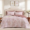 image:imageAndency Quilt Queen Size Sage Green Flower Bedspread Queen Size 3 Pieces Soft Bedding Set Lightweight Coverlet Set for All Season with 2 Pillowcases 96x90Misty Pink