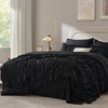 image:imageAndency Ruched Queen Comforter Set Beige 7 Pieces Ruffle Bed in a Bag Shabby Chic Pleat Bedding Set with Comforter Sheets Pillowcase amp Sham Lightweight Soft All SeasonBlack