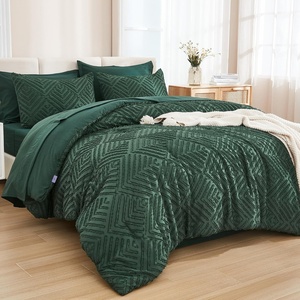 image:imageAndency Dark Emerald Green Queen Comforter Set 7 Piece Bed in a Bag Queen Size Soft Lightweight Tufted Boho Bedding Set with Comforter Sheets Pillowcases amp Shams