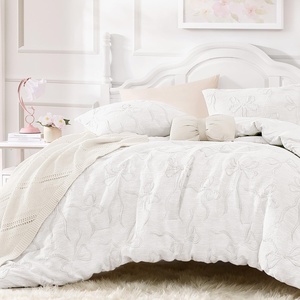 image:imageAndency Queen Size Cute Comforter Set 3 Pieces Dark Pink Boho Tufted Bedding Set 3D Puffy Bow Comforters for All Seasons 1 Comforter 2 Pillow Shams 90x90 Dark PinkWhite