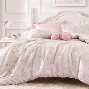 image:imageAndency Queen Size Cute Comforter Set 3 Pieces Dark Pink Boho Tufted Bedding Set 3D Puffy Bow Comforters for All Seasons 1 Comforter 2 Pillow Shams 90x90 Dark PinkSoft Peach