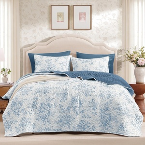 image:imageAndency Quilt Queen Size Sage Green Flower Bedspread Queen Size 3 Pieces Soft Bedding Set Lightweight Coverlet Set for All Season with 2 Pillowcases 96x90White  Blue