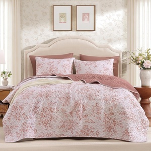 image:imageAndency Quilt Queen Size Sage Green Flower Bedspread Queen Size 3 Pieces Soft Bedding Set Lightweight Coverlet Set for All Season with 2 Pillowcases 96x90Misty Pink