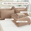 image:imageAndency Oversized King Comforter Set with Sheets 128x120 Terracotta  7 Pieces Bed in a Bag Boho Soft Lightweight Bedding Sets Tassel Bed Set with Comforter Sheets Pillowcases amp Shams08  Taupe