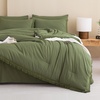 image:imageAndency Oversized King Comforter Set with Sheets 128x120 Terracotta  7 Pieces Bed in a Bag Boho Soft Lightweight Bedding Sets Tassel Bed Set with Comforter Sheets Pillowcases amp Shams03  Olive Green