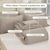 image:imageAndency Oversized King Comforter Set with Sheets 128x120 Terracotta  7 Pieces Bed in a Bag Boho Soft Lightweight Bedding Sets Tassel Bed Set with Comforter Sheets Pillowcases amp Shams07  Wheat