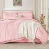 image:imageAndency Oversized King Comforter Set with Sheets 128x120 Terracotta  7 Pieces Bed in a Bag Boho Soft Lightweight Bedding Sets Tassel Bed Set with Comforter Sheets Pillowcases amp Shams16  Light Pink