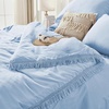image:imageAndency Oversized King Comforter Set with Sheets 128x120 Terracotta  7 Pieces Bed in a Bag Boho Soft Lightweight Bedding Sets Tassel Bed Set with Comforter Sheets Pillowcases amp Shams15  Light Blue