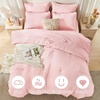 image:imageAndency Oversized King Comforter Set with Sheets 128x120 Terracotta  7 Pieces Bed in a Bag Boho Soft Lightweight Bedding Sets Tassel Bed Set with Comforter Sheets Pillowcases amp Shams16  Light Pink