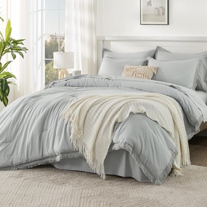 image:imageAndency Oversized King Comforter Set with Sheets 128x120 Terracotta  7 Pieces Bed in a Bag Boho Soft Lightweight Bedding Sets Tassel Bed Set with Comforter Sheets Pillowcases amp Shams11  Light Grey