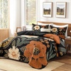 image:imageAndency Floral Boho Quilt Super King Plus Size Bedding Set Brown Black3 Pieces Farmhouse Flower Botanical Bedspreads with 2 Shams Soft Reversible Polyester Coverlet Set for All Season 128x120Warm Amber
