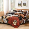 image:imageAndency Floral Boho Quilt Super King Plus Size Bedding Set Brown Black3 Pieces Farmhouse Flower Botanical Bedspreads with 2 Shams Soft Reversible Polyester Coverlet Set for All Season 128x120Vintage Garden