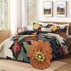 image:imageAndency Floral Boho Quilt Super King Plus Size Bedding Set Brown Black3 Pieces Farmhouse Flower Botanical Bedspreads with 2 Shams Soft Reversible Polyester Coverlet Set for All Season 128x120Floral Noir