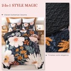 image:imageAndency Floral Boho Quilt Super King Plus Size Bedding Set Brown Black3 Pieces Farmhouse Flower Botanical Bedspreads with 2 Shams Soft Reversible Polyester Coverlet Set for All Season 128x120Blush Twilight