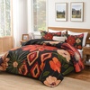 image:imageAndency Floral Boho Quilt Super King Plus Size Bedding Set Brown Black3 Pieces Farmhouse Flower Botanical Bedspreads with 2 Shams Soft Reversible Polyester Coverlet Set for All Season 128x120Crimson Bloom