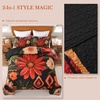 image:imageAndency Floral Boho Quilt Super King Plus Size Bedding Set Brown Black3 Pieces Farmhouse Flower Botanical Bedspreads with 2 Shams Soft Reversible Polyester Coverlet Set for All Season 128x120Crimson Bloom