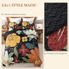 image:imageAndency Floral Boho Quilt Super King Plus Size Bedding Set Brown Black3 Pieces Farmhouse Flower Botanical Bedspreads with 2 Shams Soft Reversible Polyester Coverlet Set for All Season 128x120Floral Noir