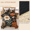 image:imageAndency Floral Boho Quilt Super King Plus Size Bedding Set Brown Black3 Pieces Farmhouse Flower Botanical Bedspreads with 2 Shams Soft Reversible Polyester Coverlet Set for All Season 128x120Warm Amber