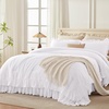 image:imageAndency Ivory Comforter Set Queen Size Lightweight Fluffy Farmhouse Ruffle Bedding Set Soft Polyester All Season Shabby Chic Bed Comforter Set 3 Pieces1 Comforter 2 PillowcasesWhite