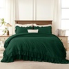 image:imageAndency Ivory Comforter Set Queen Size Lightweight Fluffy Farmhouse Ruffle Bedding Set Soft Polyester All Season Shabby Chic Bed Comforter Set 3 Pieces1 Comforter 2 PillowcasesDark Green