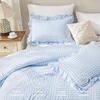 image:imageAndency Ivory Comforter Set Queen Size Lightweight Fluffy Farmhouse Ruffle Bedding Set Soft Polyester All Season Shabby Chic Bed Comforter Set 3 Pieces1 Comforter 2 PillowcasesBlue Gingham
