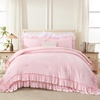 image:imageAndency Ivory Comforter Set Queen Size Lightweight Fluffy Farmhouse Ruffle Bedding Set Soft Polyester All Season Shabby Chic Bed Comforter Set 3 Pieces1 Comforter 2 PillowcasesPink