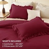 image:imageAndency Ivory Comforter Set Queen Size Lightweight Fluffy Farmhouse Ruffle Bedding Set Soft Polyester All Season Shabby Chic Bed Comforter Set 3 Pieces1 Comforter 2 PillowcasesBurgundy