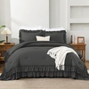 image:imageAndency Ivory Comforter Set Queen Size Lightweight Fluffy Farmhouse Ruffle Bedding Set Soft Polyester All Season Shabby Chic Bed Comforter Set 3 Pieces1 Comforter 2 PillowcasesDark Grey