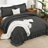 image:imageAndency Ivory Comforter Set Queen Size Lightweight Fluffy Farmhouse Ruffle Bedding Set Soft Polyester All Season Shabby Chic Bed Comforter Set 3 Pieces1 Comforter 2 PillowcasesDark Grey