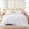 image:imageAndency Ivory Comforter Set Queen Size Lightweight Fluffy Farmhouse Ruffle Bedding Set Soft Polyester All Season Shabby Chic Bed Comforter Set 3 Pieces1 Comforter 2 PillowcasesWhite