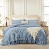 image:imageAndency Ivory Comforter Set Queen Size Lightweight Fluffy Farmhouse Ruffle Bedding Set Soft Polyester All Season Shabby Chic Bed Comforter Set 3 Pieces1 Comforter 2 PillowcasesGrayish Blue