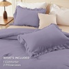 image:imageAndency Ivory Comforter Set Queen Size Lightweight Fluffy Farmhouse Ruffle Bedding Set Soft Polyester All Season Shabby Chic Bed Comforter Set 3 Pieces1 Comforter 2 PillowcasesGrayish Purple