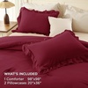 image:imageAndency Ivory Comforter Set Queen Size Lightweight Fluffy Farmhouse Ruffle Bedding Set Soft Polyester All Season Shabby Chic Bed Comforter Set 3 Pieces1 Comforter 2 PillowcasesBurgundy