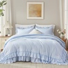 image:imageAndency Ivory Comforter Set Queen Size Lightweight Fluffy Farmhouse Ruffle Bedding Set Soft Polyester All Season Shabby Chic Bed Comforter Set 3 Pieces1 Comforter 2 PillowcasesBlue Gingham