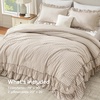 image:imageAndency Ivory Comforter Set Queen Size Lightweight Fluffy Farmhouse Ruffle Bedding Set Soft Polyester All Season Shabby Chic Bed Comforter Set 3 Pieces1 Comforter 2 PillowcasesTan Gingham