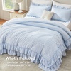 image:imageAndency Ivory Comforter Set Queen Size Lightweight Fluffy Farmhouse Ruffle Bedding Set Soft Polyester All Season Shabby Chic Bed Comforter Set 3 Pieces1 Comforter 2 PillowcasesBlue Gingham