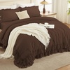image:imageAndency Ivory Comforter Set Queen Size Lightweight Fluffy Farmhouse Ruffle Bedding Set Soft Polyester All Season Shabby Chic Bed Comforter Set 3 Pieces1 Comforter 2 PillowcasesBrown