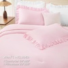 image:imageAndency Ivory Comforter Set Queen Size Lightweight Fluffy Farmhouse Ruffle Bedding Set Soft Polyester All Season Shabby Chic Bed Comforter Set 3 Pieces1 Comforter 2 PillowcasesPink
