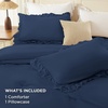 image:imageAndency Ivory Comforter Set Queen Size Lightweight Fluffy Farmhouse Ruffle Bedding Set Soft Polyester All Season Shabby Chic Bed Comforter Set 3 Pieces1 Comforter 2 PillowcasesNavy