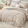 image:imageAndency Ivory Comforter Set Queen Size Lightweight Fluffy Farmhouse Ruffle Bedding Set Soft Polyester All Season Shabby Chic Bed Comforter Set 3 Pieces1 Comforter 2 PillowcasesTan Gingham