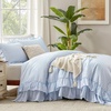 image:imageAndency Ivory Comforter Set Queen Size Lightweight Fluffy Farmhouse Ruffle Bedding Set Soft Polyester All Season Shabby Chic Bed Comforter Set 3 Pieces1 Comforter 2 PillowcasesBlue Gingham
