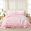 image:imageAndency Ivory Comforter Set Queen Size Lightweight Fluffy Farmhouse Ruffle Bedding Set Soft Polyester All Season Shabby Chic Bed Comforter Set 3 Pieces1 Comforter 2 PillowcasesPink