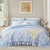 image:imageAndency Ivory Comforter Set Queen Size Lightweight Fluffy Farmhouse Ruffle Bedding Set Soft Polyester All Season Shabby Chic Bed Comforter Set 3 Pieces1 Comforter 2 PillowcasesBlue Gingham