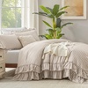 image:imageAndency Ivory Comforter Set Queen Size Lightweight Fluffy Farmhouse Ruffle Bedding Set Soft Polyester All Season Shabby Chic Bed Comforter Set 3 Pieces1 Comforter 2 PillowcasesTan Gingham