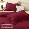 image:imageAndency Ivory Comforter Set Queen Size Lightweight Fluffy Farmhouse Ruffle Bedding Set Soft Polyester All Season Shabby Chic Bed Comforter Set 3 Pieces1 Comforter 2 PillowcasesBurgundy