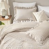 image:imageAndency Ivory Comforter Set Queen Size Lightweight Fluffy Farmhouse Ruffle Bedding Set Soft Polyester All Season Shabby Chic Bed Comforter Set 3 Pieces1 Comforter 2 PillowcasesTan Gingham