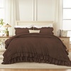 image:imageAndency Ivory Comforter Set Queen Size Lightweight Fluffy Farmhouse Ruffle Bedding Set Soft Polyester All Season Shabby Chic Bed Comforter Set 3 Pieces1 Comforter 2 PillowcasesBrown