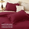 image:imageAndency Ivory Comforter Set Queen Size Lightweight Fluffy Farmhouse Ruffle Bedding Set Soft Polyester All Season Shabby Chic Bed Comforter Set 3 Pieces1 Comforter 2 PillowcasesBurgundy